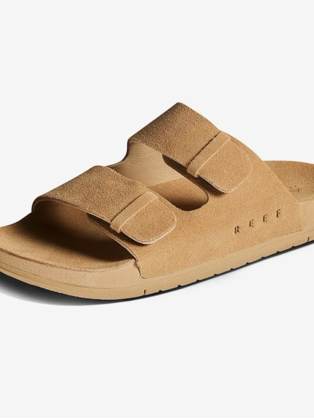 Reef Tan Suede Double-Strap Slide Sandals